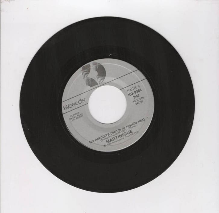 Martinique – No Regrets (Non, Je Ne Regrette Rien) / Final C, CD & DVD, Vinyles Singles, Enlèvement ou Envoi