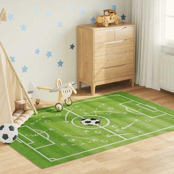 vidaXL Kindervloerkleed voetbalveld wasbaar 160x230 cm groen, Verzenden, Nieuw