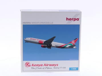 Schaal 1:500 Herpa 504010 Kenya Airways Boeing 777-200 Re..., Ophalen of Verzenden, Gebruikt
