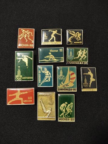 1980 - Verzameling van vintage Olympische insignes (12, Nieuw
