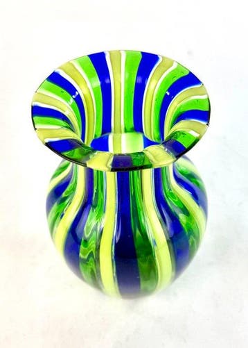 Oball - Vase - Sommerso - Verre de Murano - Bleu et Vert, Antiquités & Art