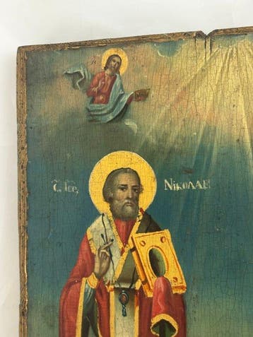 Icoon - Sinterklaas en Johannes de Doper - Hout