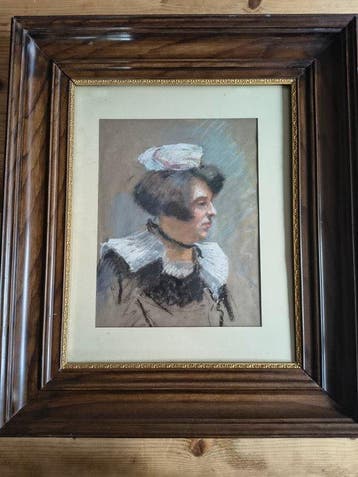 Franse school (XX) - Damenbildnis in Tracht /