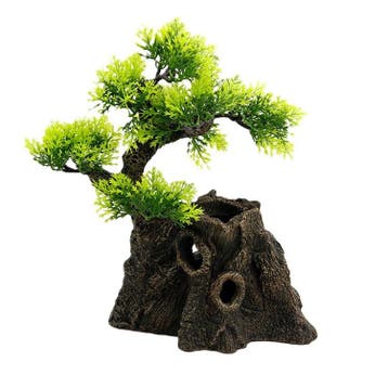 Boomstronk met bonsai 23cm / Aquariumdecoratie As-158, Dieren en Toebehoren, Verzenden, Nieuw, Gevuld zeewateraquarium
