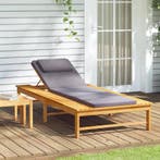 vidaXL Ligbed met donkergrijs lig- en hoofdkussen massief, Tuin en Terras, Verzenden, Nieuw