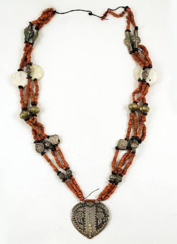 halsketting - Zilver, Koraal, Schelp - Oezbekistan - Eerste, Antiek en Kunst