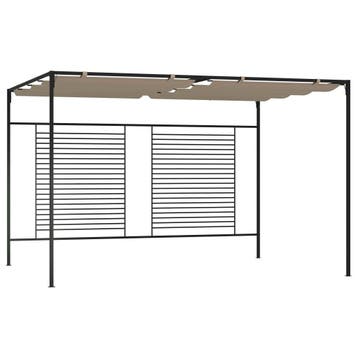 vidaXL Prieel met uittrekbaar dak 180 g/m² 3x4x2,3 m taupe, Tuin en Terras, Verzenden, Nieuw
