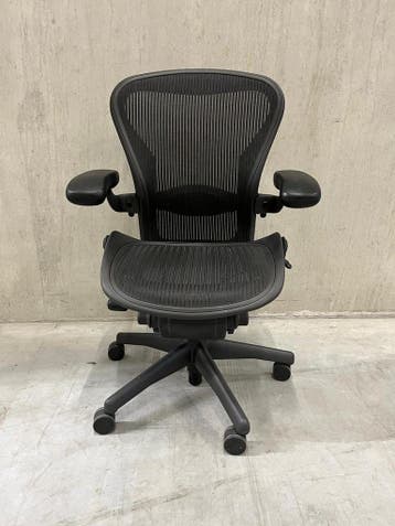 Bureaustoel Herman Miller Aeron Maat B, 5 Jaar Garantie, Verzenden, Zwart, Zo goed als nieuw, Bureaustoel
