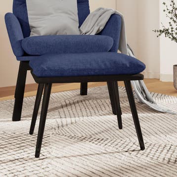 vidaXL Voetenbank 45x29,5x35 cm stof en kunstleer blauw, Verzenden