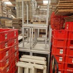 Tafel 80x60xh75 grijs gecoat stalen frame gebr. wit blad, Ophalen of Verzenden, Nieuw in verpakking
