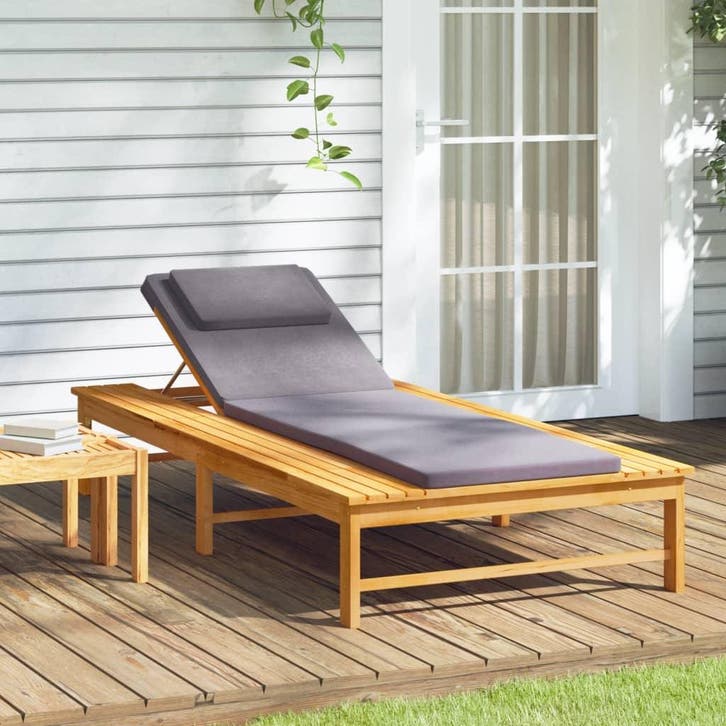 vidaXL Ligbed met donkergrijs lig- en hoofdkussen massief, Tuin en Terras, Ligbedden, Nieuw, Verzenden