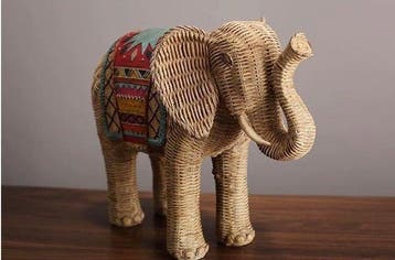 Stoel - Rattan, Textiel - Een rattan olifantenstoel