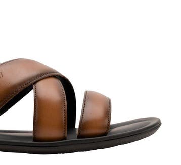 TESTONI - 8 UK - 42 IT - Sandal Flat Calf Caramel - Sandales, Nieuw
