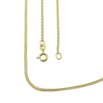Gouden vierkante vossenstaart schakelketting, Ophalen of Verzenden, Gebruikt, Goud, Goud