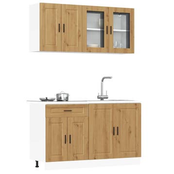 vidaXL 4-delige Keukenkastenset Kalmar bewerkt hout, Verzenden