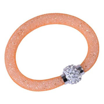 Fako Bijoux - Armband - Sterrenstof Disco Dots - Oranje/Wit, Verzenden, Nieuw