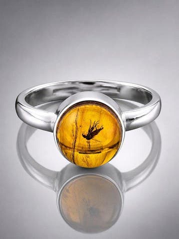 Baltische barnsteen ring met hoge helderheid – Prachtig