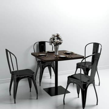 vidaXL Bistrotafel vierkant 80x80x75 cm MDF en staal donker, Maison & Meubles, Tables | Tables à manger, Verzenden