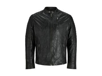 Veiling - Jack &amp; Jones Richard Leather Jacket Zwart - S, Vêtements | Hommes