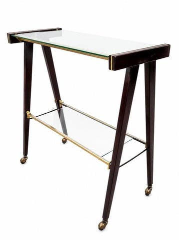 Serveerwagen - Hout, Glas, Messing - Eetwagen uit de jaren