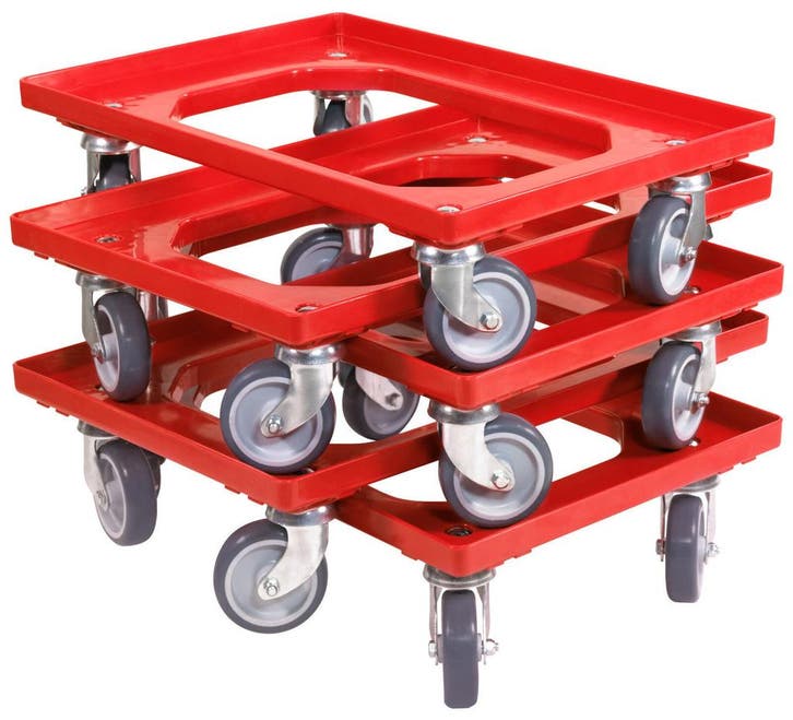 Dolly 60x40x15 rood met 2 zwenkwielen en 2 wielen met rem, Zakelijke goederen, Machines en Bouw | Heftrucks en Intern transport