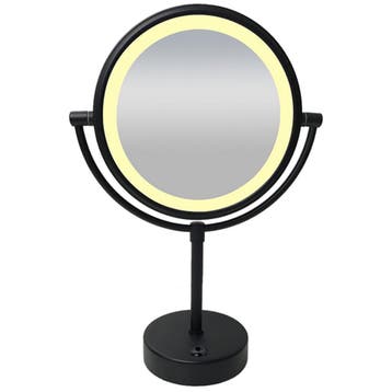 LED Spiegel 20cm | 1W | Mat Zwart | 5x Vergroot, Draadloos, Verzenden