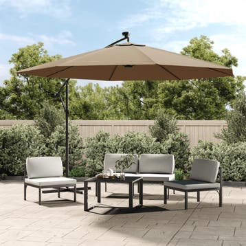 vidaXL Zweefparasol met LED-verlichting en metalen paal 350, Verzenden, Nieuw
