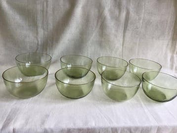 Kom (8) - Glas - 8 draadglas vingerkommen, Antiquités & Art, Antiquités | Verre & Cristal