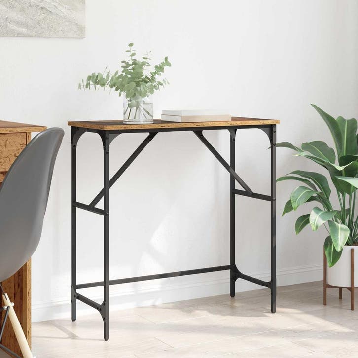 vidaXL Wandtafel Oudhout 75 x 32 x 75 cm Bewerkt hout, Maison & Meubles, Chambre à coucher | Tables de chevet, Envoi
