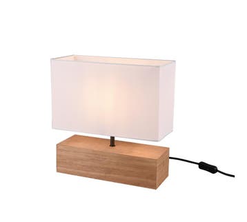 Trio WOODY tafellamp | E27 Fitting | natuurlijke afwerking m, Verzenden