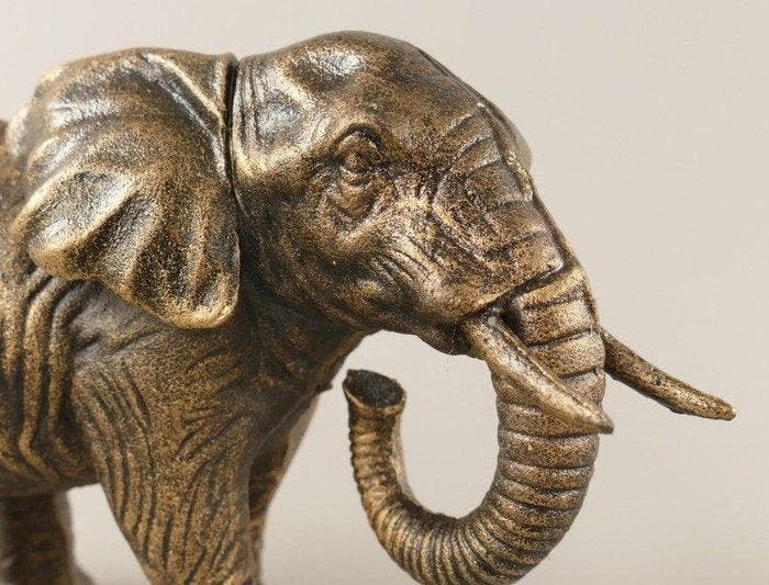 Beeld, ***Bronzed iron ELEPHANT***- 2,6 kg - 22 cm -, Antiquités & Art, Curiosités & Brocante
