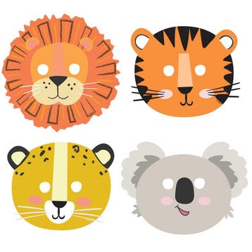 Masker Jungle Dieren 8st, Verzenden