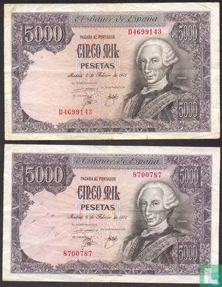 Spanje 5000 Pesetas - 1976, Verzenden, Los biljet