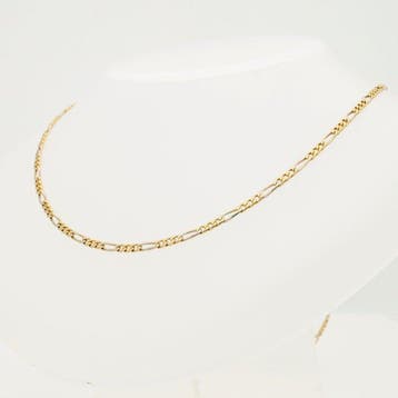 Collier - 18 carats Or jaune, Or blanc - Figaro interrupteur, Bijoux, Sacs & Beauté