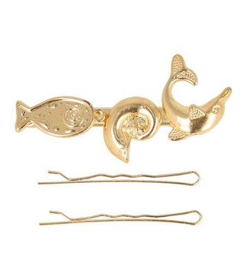 Haarspeld Duckklem & Schuifspeldje 6cm – Schelp Vis Dolfijn, Nieuw
