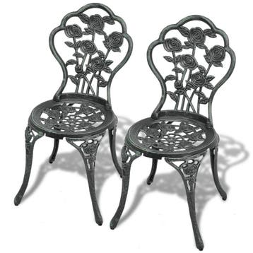 vidaXL Bistrostoelen 2 st gietaluminium groen, Verzenden, Nieuw