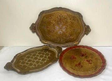 Florentine Toleware - Dienblad (4) - Hout + Vergulding