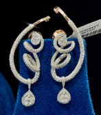 Oorbellen - 18 karaat Roségoud - 3.31ct. tw. Diamant, Handtassen en Accessoires, Oorbellen, Nieuw