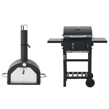 vidaXL Pizzaoven en barbecue 3-in-1 zwart, Verzenden