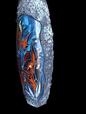 Vaas - Keramiek - Vaas van lava en glas, Antiek en Kunst