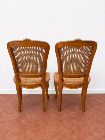 Stoel (2) - Walnoot, cannage - jaren van de Louis XV-stijl