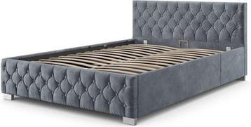 2dekans | Gestoffeerd Bed Nizza - 120 x 200 cm - Grijs - LED, Huis en Inrichting, Ophalen of Verzenden, Nieuw