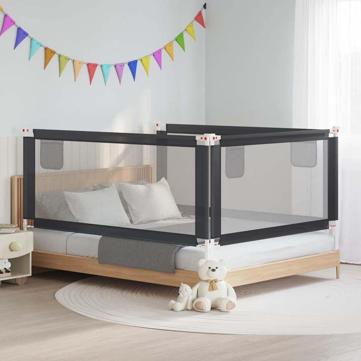 vidaXL Bedhekje peuter 190x25 cm stof donkergrijs, Enfants & Bébés, Barrières, Envoi