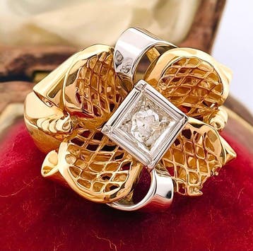 Bague - 18 carats Or jaune, Or blanc Diamant (Naturelle), Nieuw