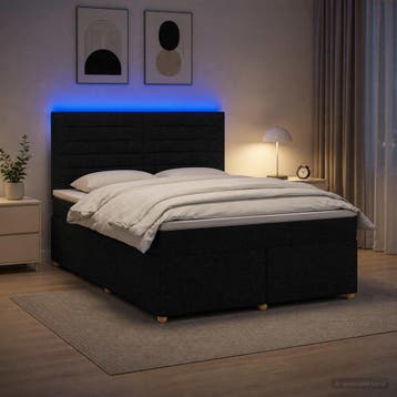 vidaXL Boxspringbed met matras met hoofdeinde Zwart 160 x, Verzenden, Nieuw