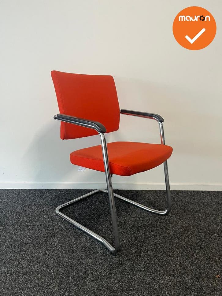 Rohde & Grahl - Vergaderstoel - Oranje stoffering - Chroom f, Zakelijke goederen, Kantoor en Winkelinrichting | Kantoormeubilair en Inrichting