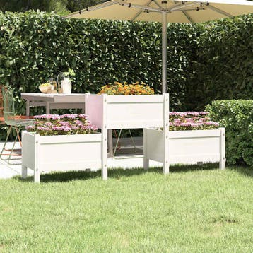 vidaXL Plantenbak 178,5x44x75 cm massief grenenhout wit, Verzenden