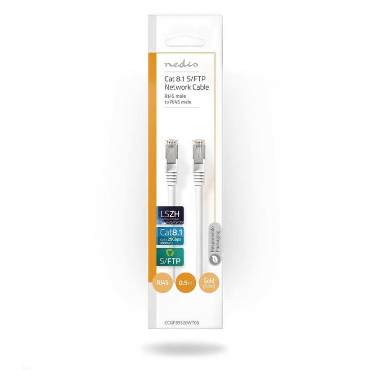 CAT8.1 S/FTP Netwerkkabel - wit, Bricolage & Construction, Électricité & Câbles, Enlèvement ou Envoi
