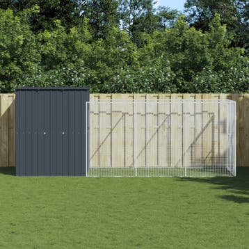 vidaXL Hondenhok met ren 165x455x181 cm gegalvaniseerd staal, Dieren en Toebehoren, Hondenhokken, Verzenden, Nieuw