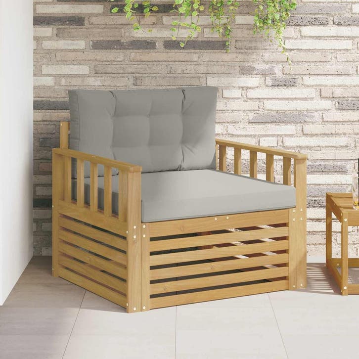 vidaXL Buitensofa Polyester Wit en lichtgrijs, Jardin & Terrasse, Ensembles de jardin, Envoi